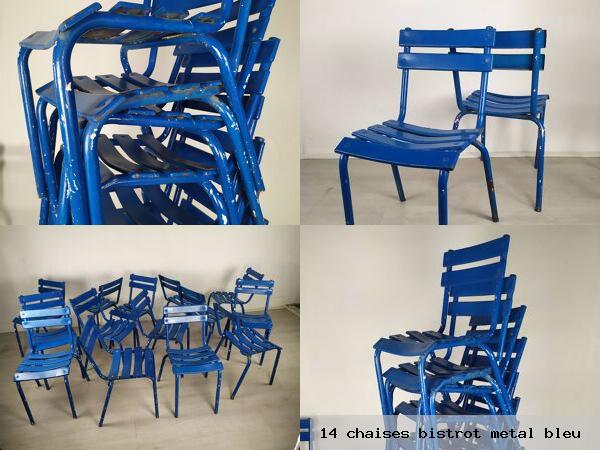 14 chaises bistrot metal bleu