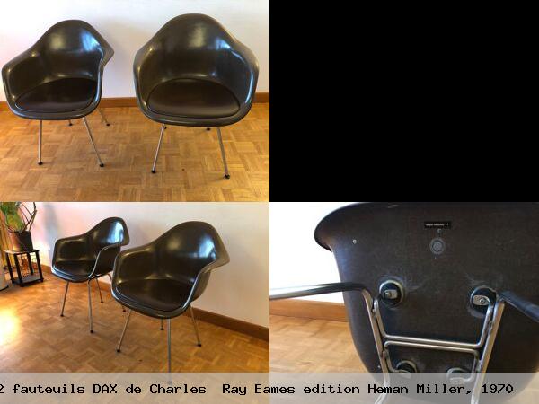 2 fauteuils dax de charles ray eames edition heman miller 1970
