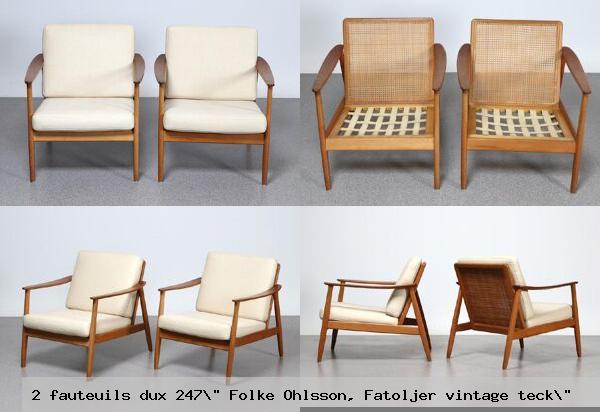 2 fauteuils dux 247 folke ohlsson fatoljer vintage teck 
