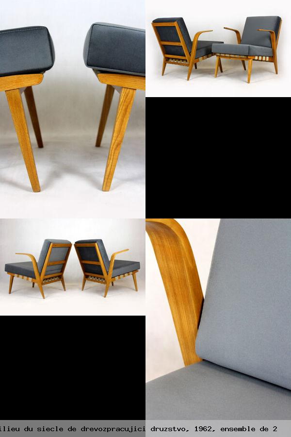 2 fauteuils en bois courbe milieu siecle drevozpracujici druzstvo 1962 ensemble 2