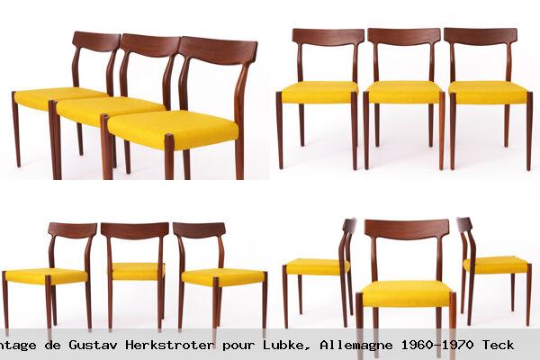 3 chaises vintage de gustav herkstroter pour lubke allemagne 1960 1970 teck