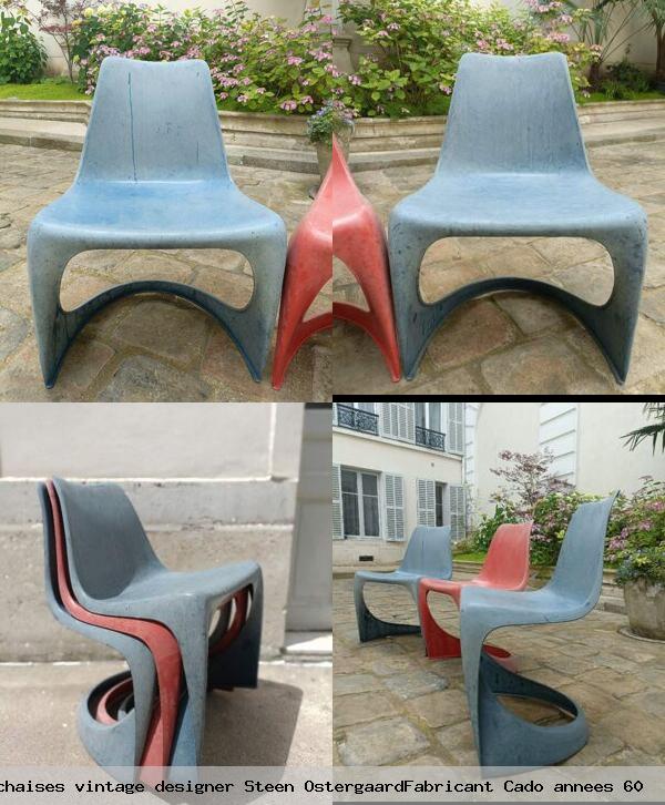 3 chaises vintage designer steen ostergaardfabricant cado annees 60