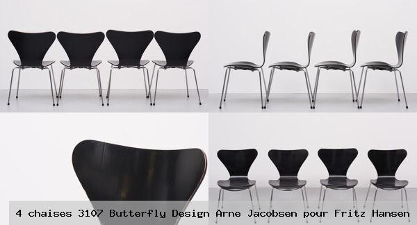 4 chaises 3107 butterfly design arne jacobsen pour fritz hansen