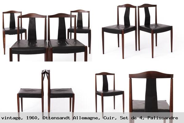 4 chaises a manger vintage 1960 ottensandt allemagne cuir set de 4 palissandre