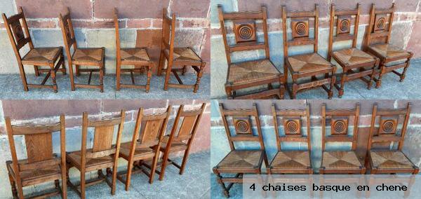 4 chaises basque en chene