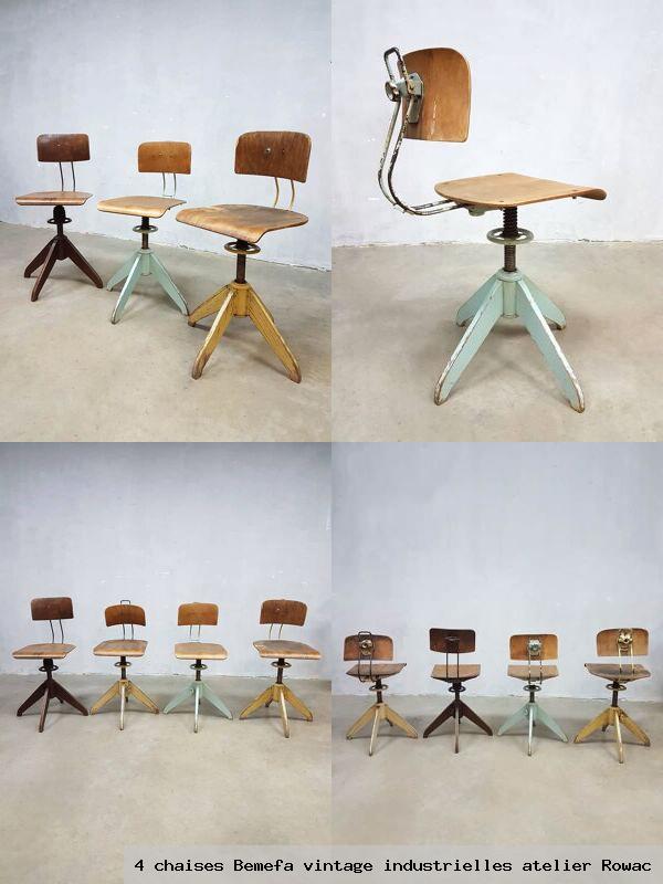 4 chaises bemefa vintage industrielles atelier rowac