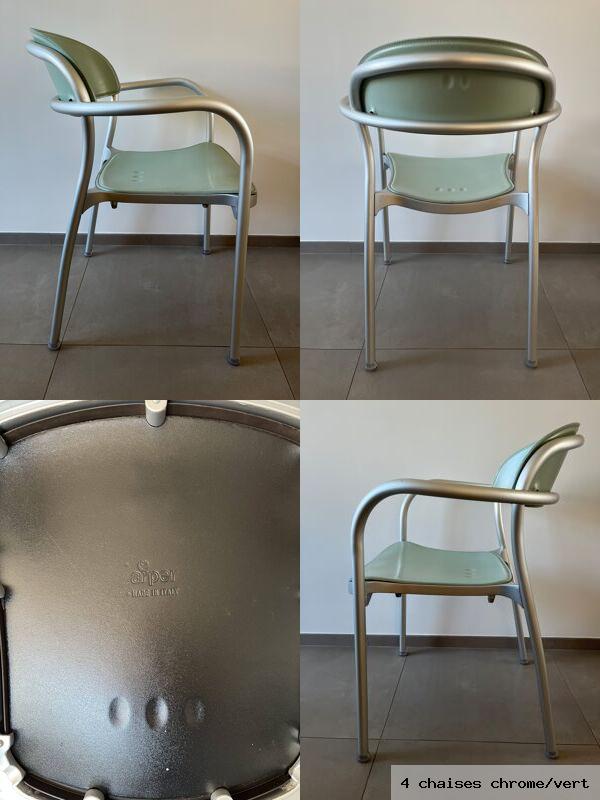 4 chaises chrome vert