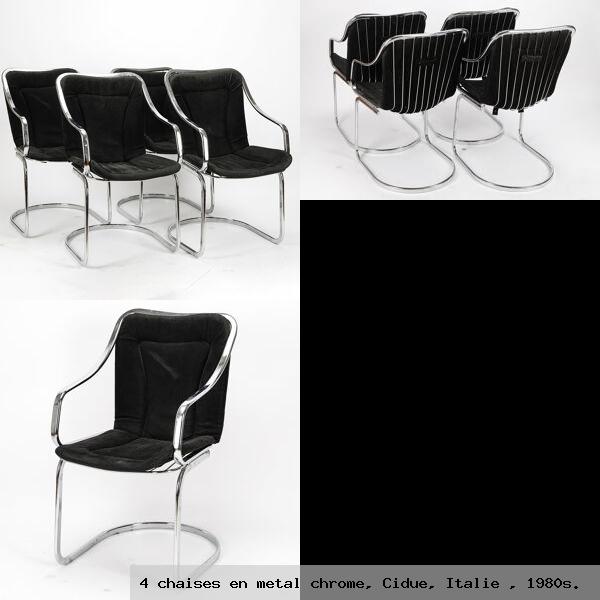 4 chaises en metal chrome cidue italie 1980s 