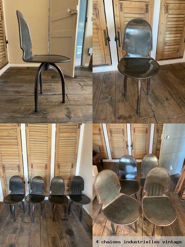 4 chaises industrielles vintage