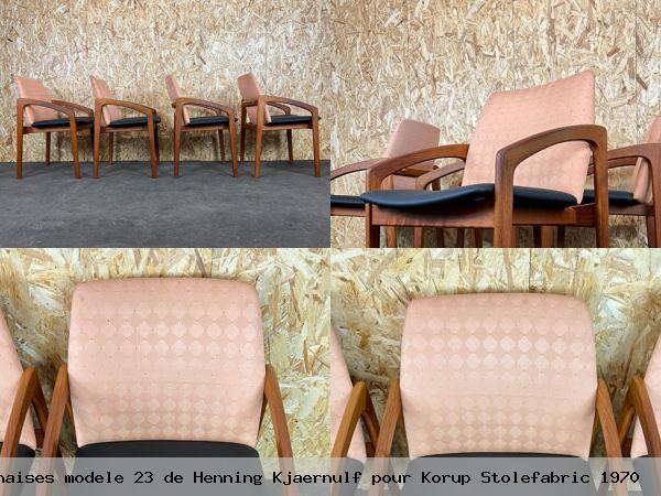 4 chaises modele 23 de henning kjaernulf pour korup stolefabric 1970