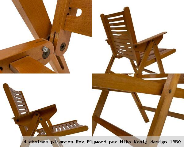 4 chaises pliantes rex plywood par niko kralj design 1950