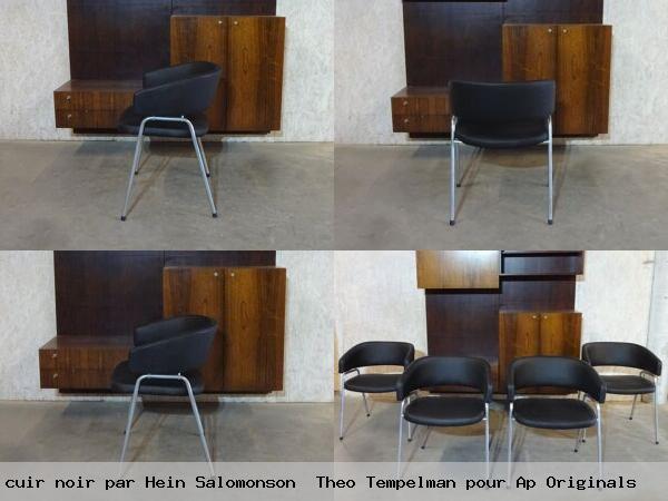 4 chaises tubulaires modele 22 avec cuir noir par hein salomonson theo tempelman pour originals