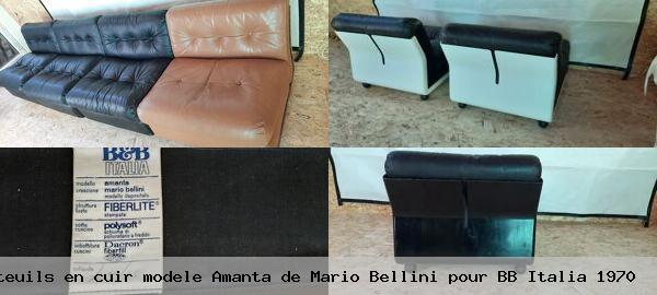 4 fauteuils en cuir modele amanta de mario bellini pour bb italia 1970