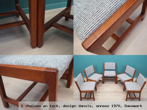 5 chaises en teck design danois annees 1970 danemark