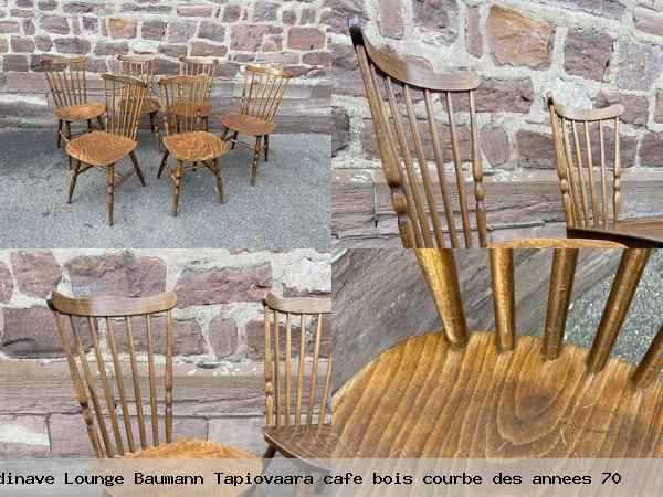 6 anciennes chaises scandinave lounge baumann tapiovaara cafe bois courbe des annees 70