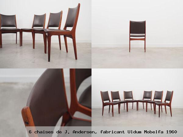 6 chaises de j andersen fabricant uldum mobelfa 1960