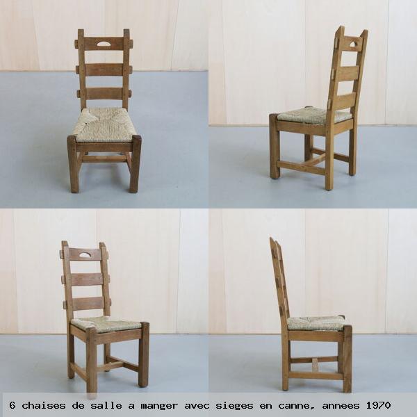 6 chaises de salle a manger avec sieges en canne annees 1970