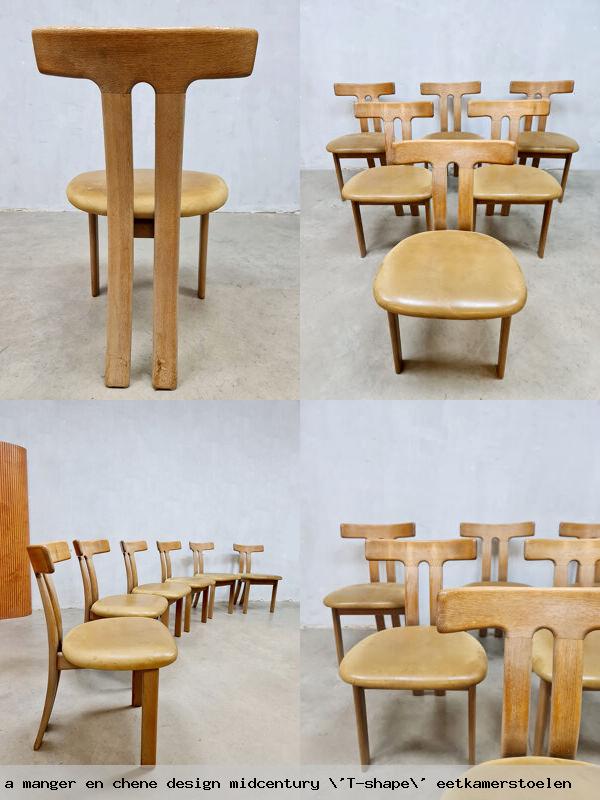 6 chaises de salle a manger en chene design midcentury t shape eetkamerstoelen