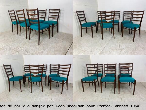 6 chaises de salle a manger par cees braakman pour pastoe annees 1950