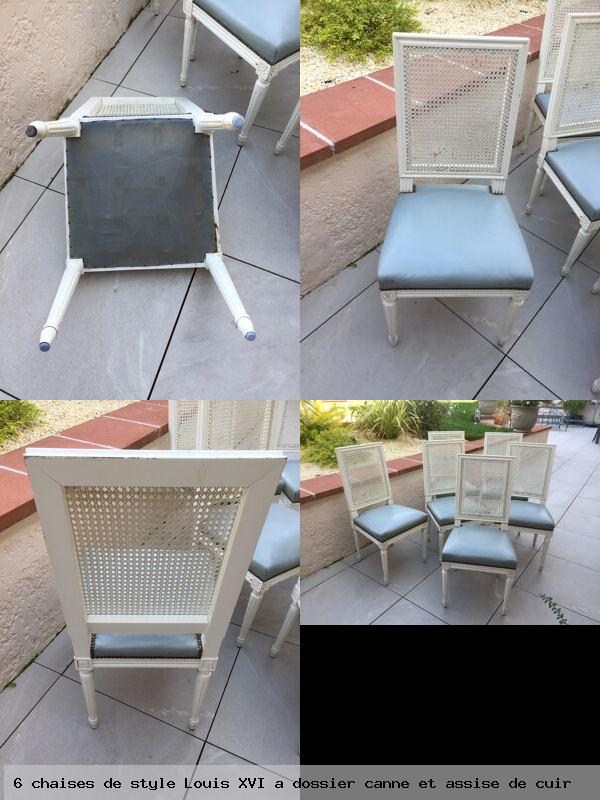 6 chaises style louis xvi a dossier canne et assise cuir