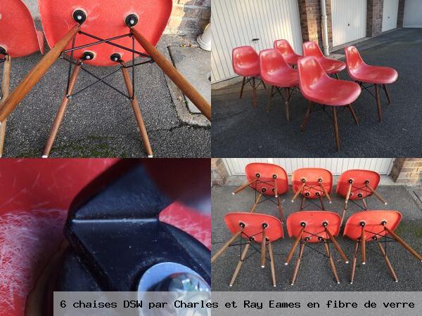 6 chaises dsw par charles et ray eames en fibre de verre