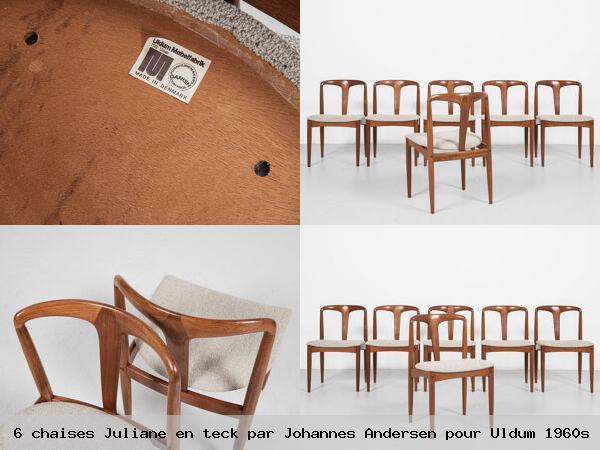 6 chaises juliane en teck par johannes andersen pour uldum 1960s