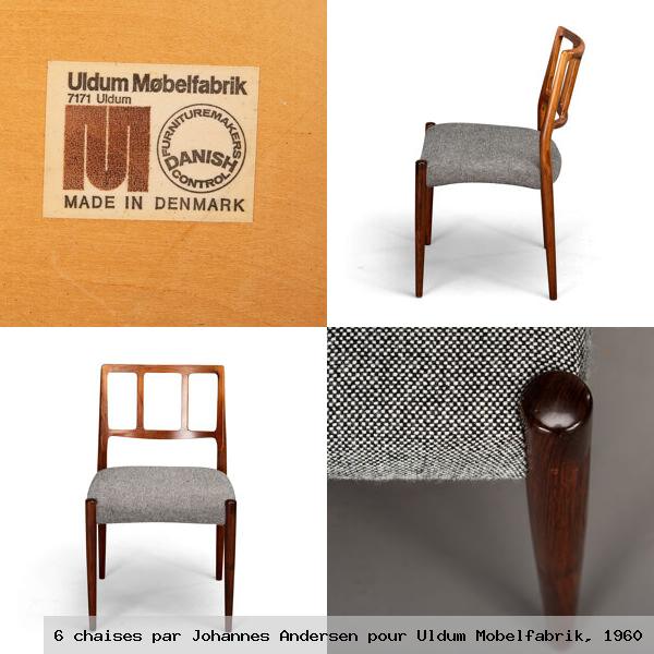 6 chaises par johannes andersen pour uldum mobelfabrik 1960