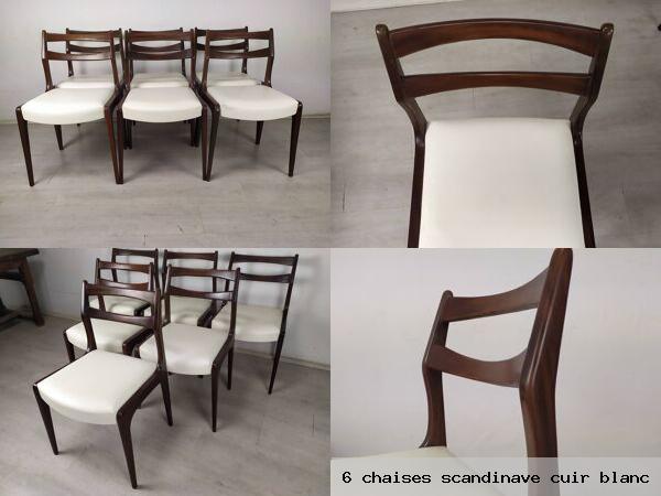 6 chaises scandinave cuir blanc