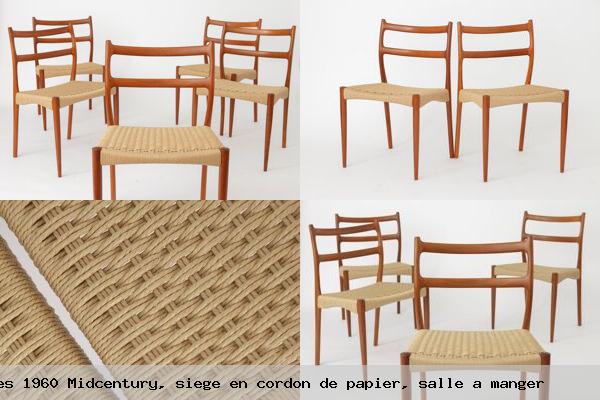 6 chaises vintage soren ladefoged pour sl mobler danemark annees 1960 midcentury siege en cordon de papier salle a manger