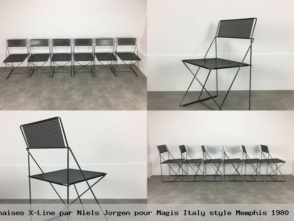 6 chaises x line par niels jorgen pour magis italy style memphis 1980