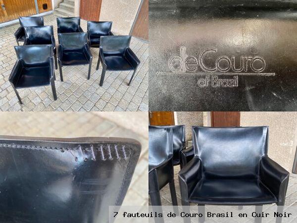 7 fauteuils de couro brasil en cuir noir