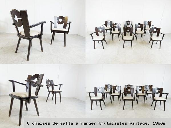 8 chaises de salle a manger brutalistes vintage 1960s