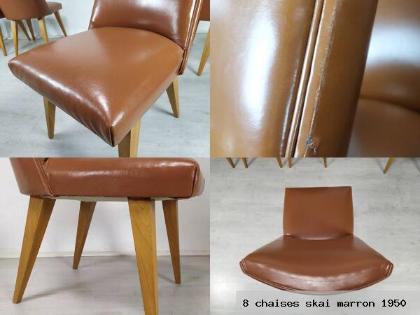 8 chaises skai marron 1950