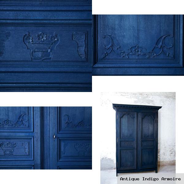 Antique indigo armoire