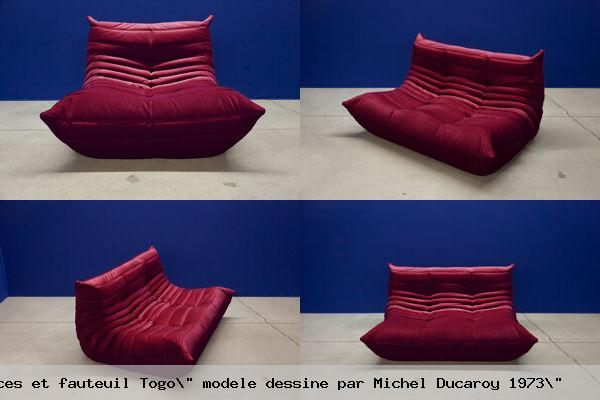 Canape 2 places et fauteuil togo modele dessine par michel ducaroy 1973 