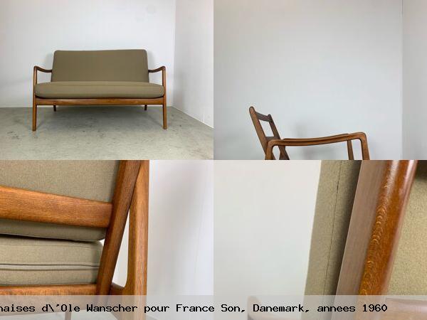Canape chaises d ole wanscher pour france son danemark annees 1960