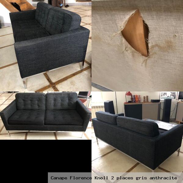 Canape florence knoll 2 places gris anthracite