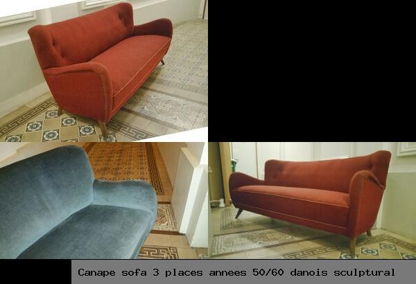 Canape sofa 3 places annees 50 60 danois sculptural