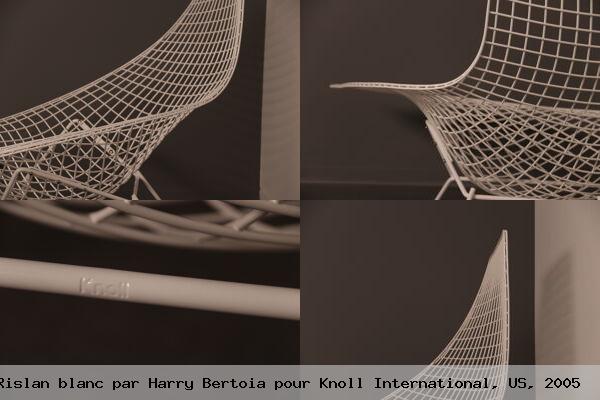 Chaise asymetrique en rislan blanc par harry bertoia pour knoll international us 2005