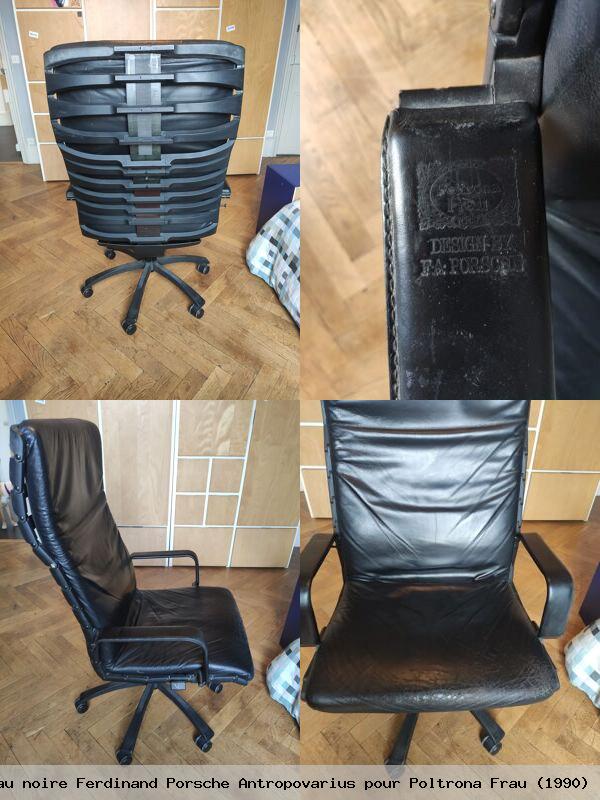 Chaise de bureau noire ferdinand porsche antropovarius pour poltrona frau 1990 