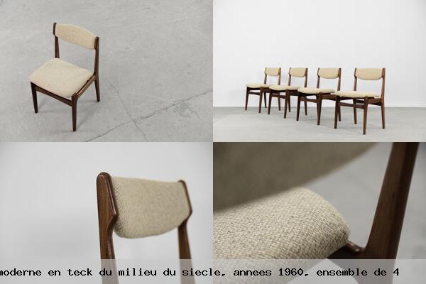 Chaise salle a manger scandinave moderne en teck milieu siecle annees 1960 ensemble 4