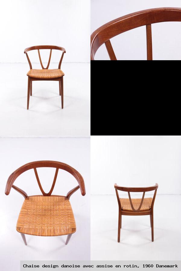 Chaise design danoise avec assise en rotin 1960 danemark