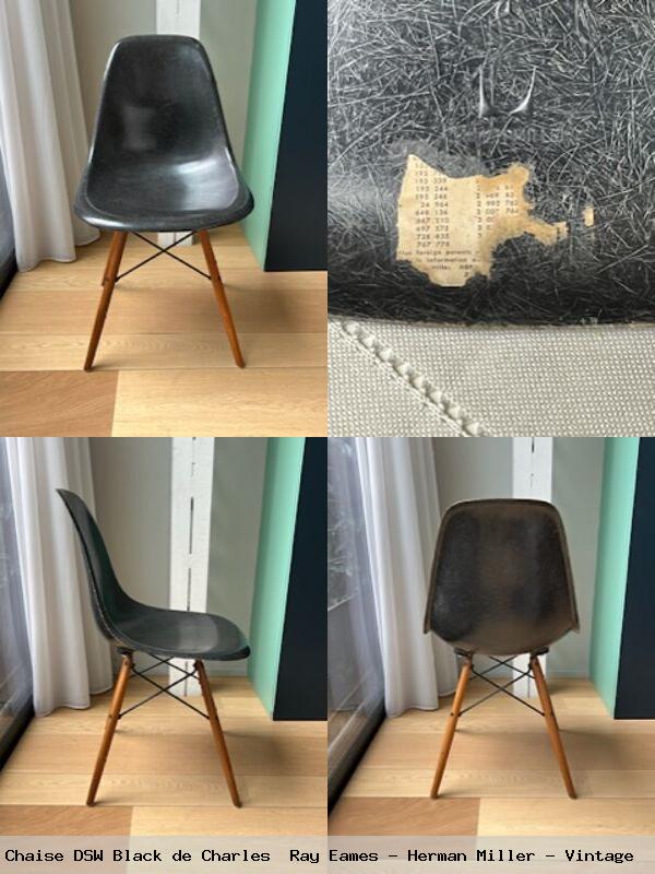 Chaise dsw black de charles ray eames herman miller vintage