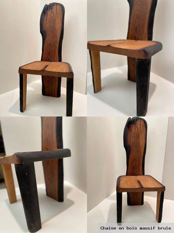 Chaise en bois massif brule