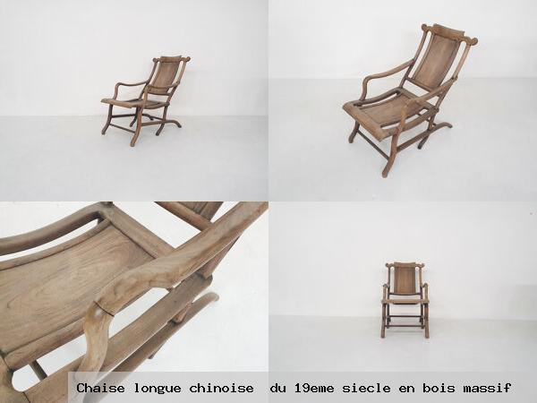 Chaise longue chinoise du 19eme siecle en bois massif