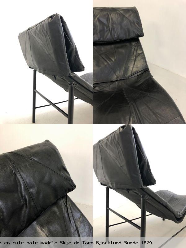 Chaise longue en cuir noir modele skye de tord bjorklund suede 1970