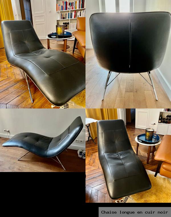 Chaise longue en cuir noir