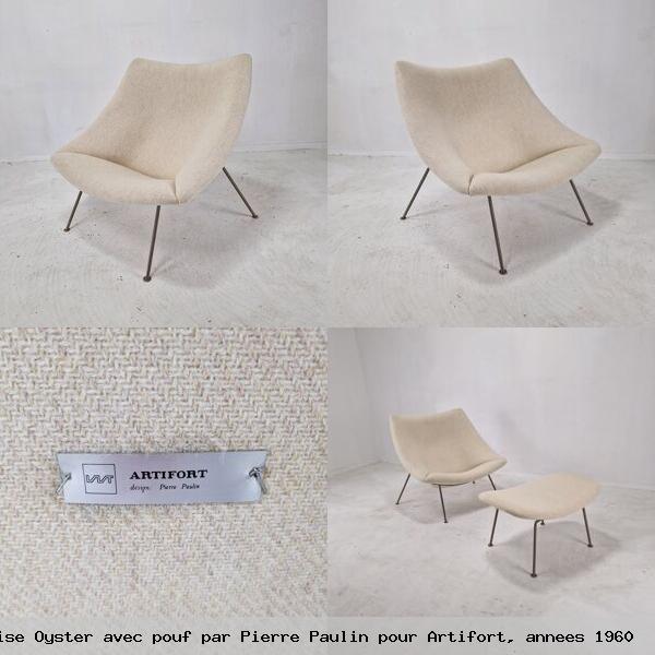 Chaise oyster avec pouf par pierre paulin pour artifort annees 1960