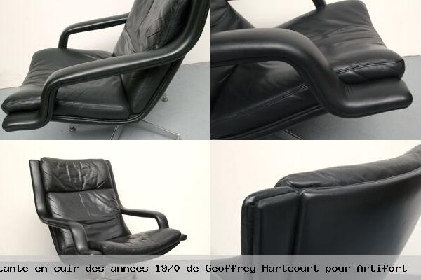 Chaise pivotante en cuir des annees 1970 de geoffrey hartcourt pour artifort