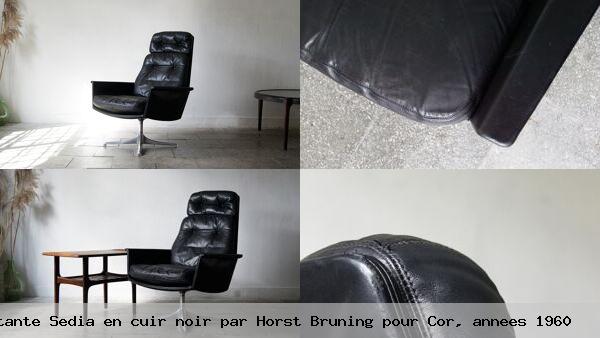 Chaise pivotante sedia en cuir noir par horst bruning pour cor annees 1960